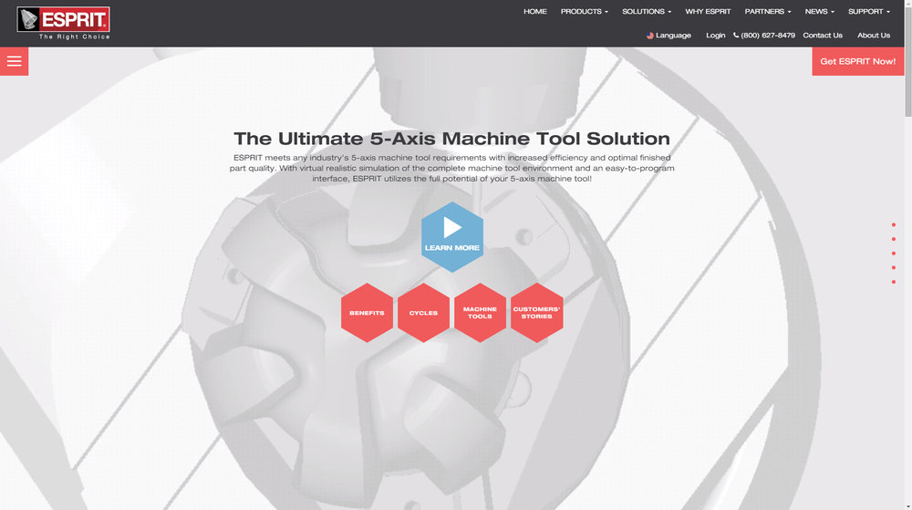 ESPRIT CAD/CAM Software presenta su página web con una  innovadora imagen